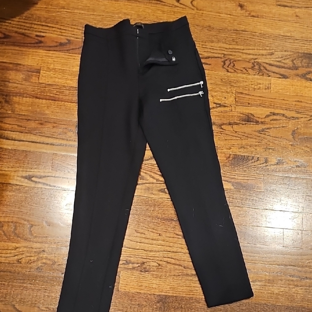 Black Pants with White Zipper Accents
